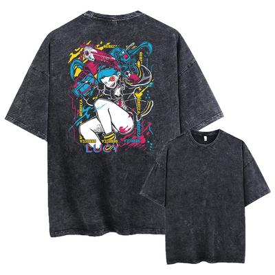 Γοτθικά Oversized T-shirts Πλυμένα Ρετρό T-shirts Μπλουζάκια με στάμπα για Άνδρες Γυναίκες Φαρδιά Καθημερινά Μπλουζάκια Κοντομάνικα Unisex