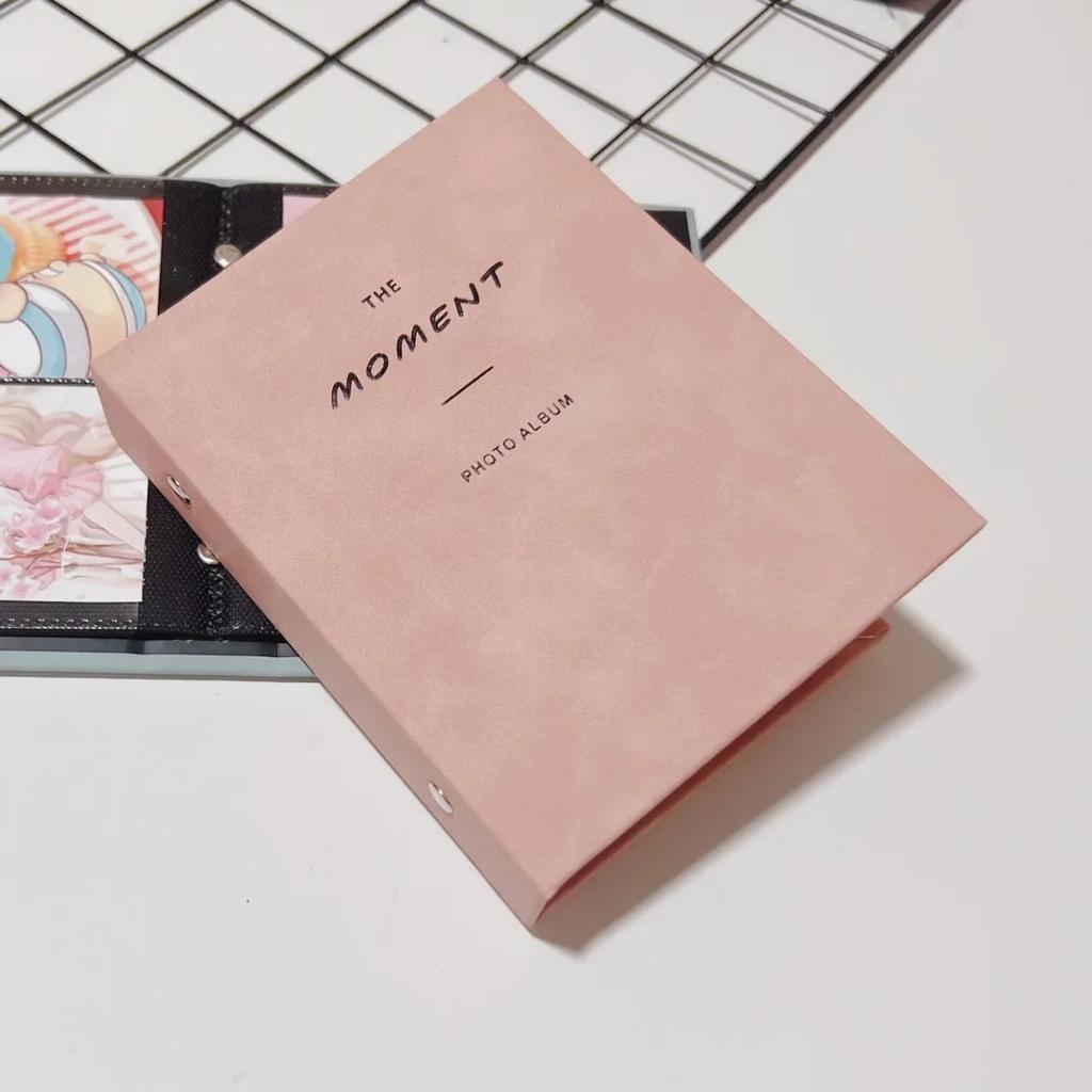 Mini Photo Album 64 Pockets 3-Inch PU Leather Cover Photo Book Commemorative Photo Insert Style Star Album Small Card Storage