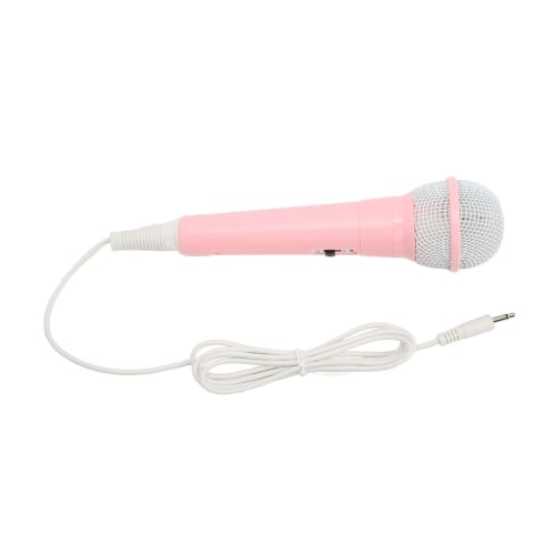 Karaoke Microphone, Wired Microphone, Dynamic Vocal Microphone, Cute for Kids, Perfect for Karaoke, Parties, and Performances, Clear (Pink)