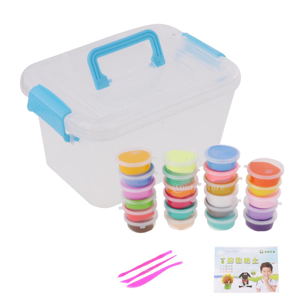 24 Colors Ultra-light Putty Soft Ploymer DIY Modeling Clay Colorful Play with 3 Tools Children