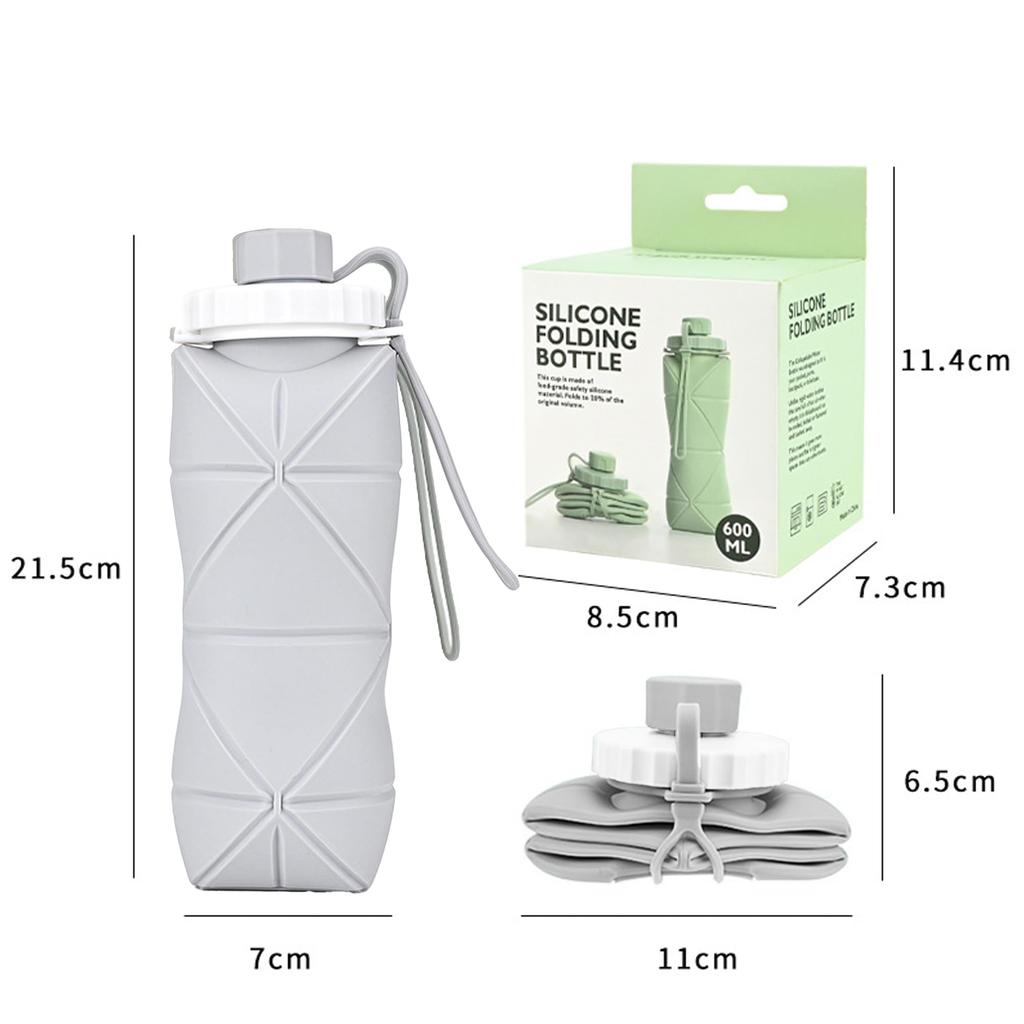 KRGNPLE Folding Water Silicone Folding Large Capacity Temperature Resistant Disassembles for Perfect for Outdoor and Camping Bottle, Cup, 600ml,