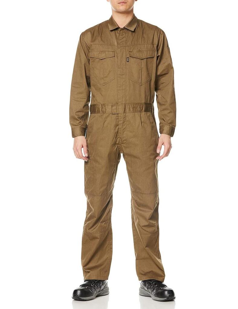 GRACE ENGINEERS GE430 38 Heather Khaki Ganzjahres-Melange Ein-Falten Langarm-Jumpsuit, Größe S