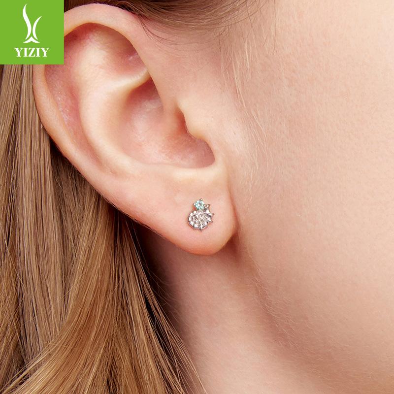 S925 Sterling Silver Conch Stud Earrings, Spring Wear Jewelry Sterling Silver Fine Stud Earrings