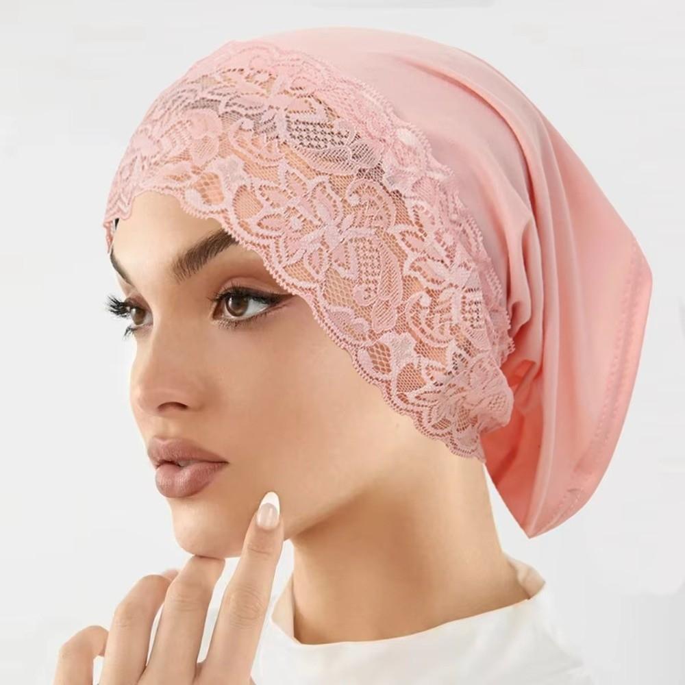 Solid Color Hijab Cap Elegant Undercap Comfortable Fit Pullover Hat  Women Headwear