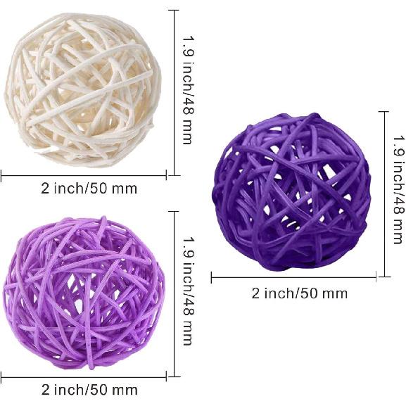 15 Pieces Wicker Rattan Balls Decorative Orbs Vase Fillers for Craft, Party, Wedding Table Decoration, Baby Shower, Aromatherapy Accessories, 2 Inch