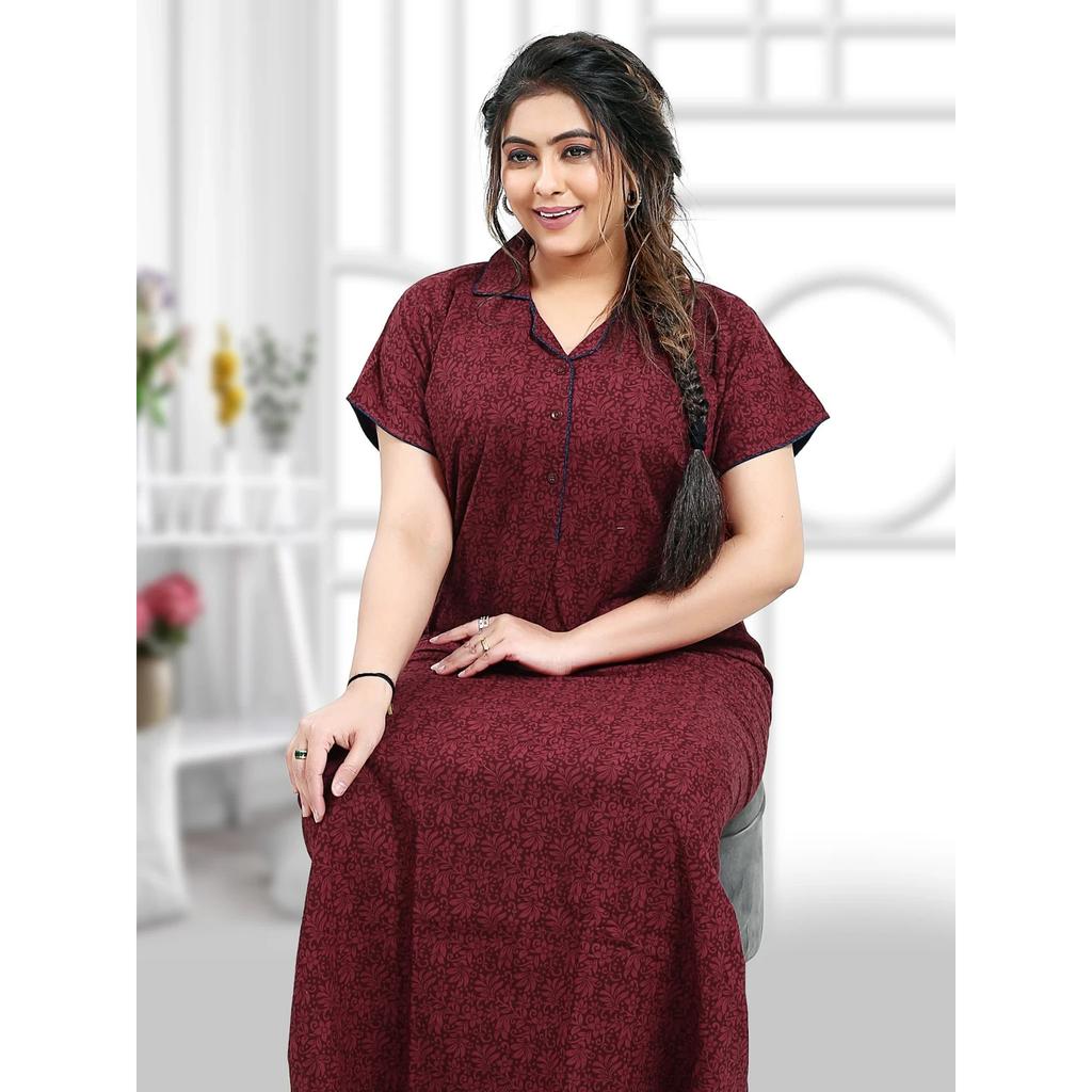 Indian Summer Wear Cotton Night Gown Beautiful Designer Casual Wear Maxi Nighty