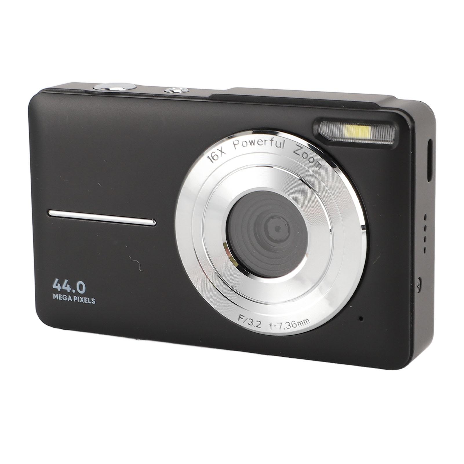 

Цифрова камера 44MP 1080P FHD 16X Zoom 2,4-дюймовий кольоровий екран Компактна маленька камера для дітей підлітків чорний