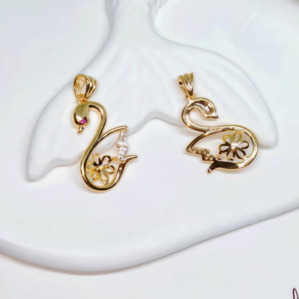 18K Gold-Plated Swan Pearl Pendant Necklace
