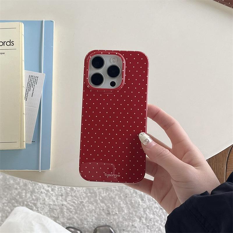iPhone 17/16 Pro Max/15/14 Case: Korean Polka Dot 3D Pearl Bow for Women