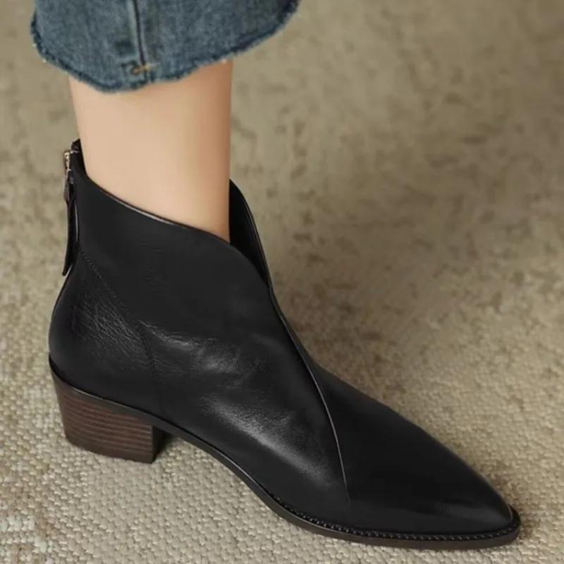 2024 m. madingi moteriški batai Paprasti moteriški batai Biuro batai Moteriški smailiais pirštais Atgal užtrauktuku Kvadratiniai batai Moteriški Zapatos