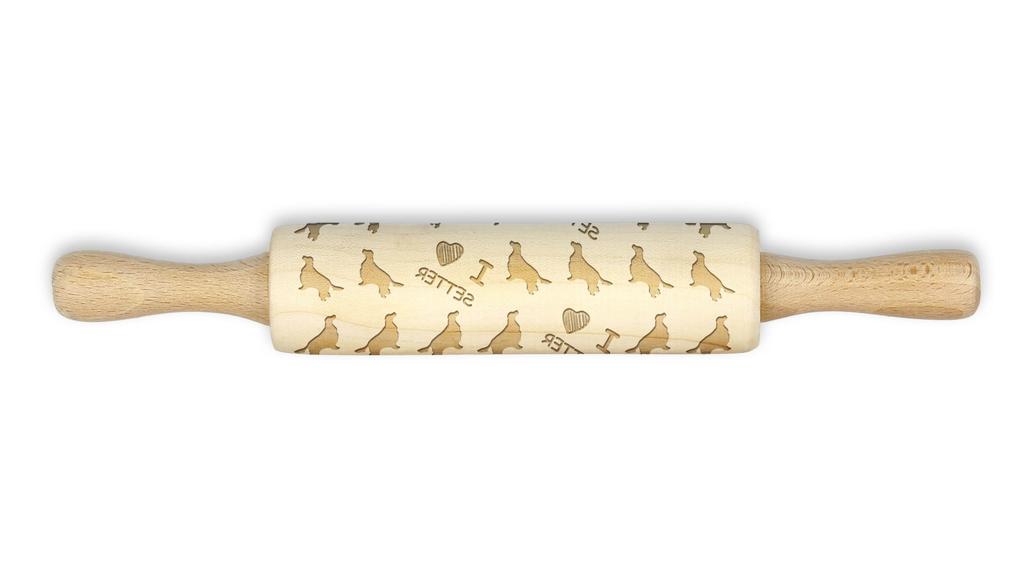 English setter, Lawerack, Laverack – Small rolling pin with a dog, patterned dough roller | Art-Dog