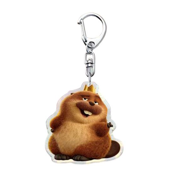 

1/6Pcs Keychain Transparent Acrylic Finish Lightweight Keychain Cartoon Beaver Design Expressive Character Key Holder Bags Phone Accessories E