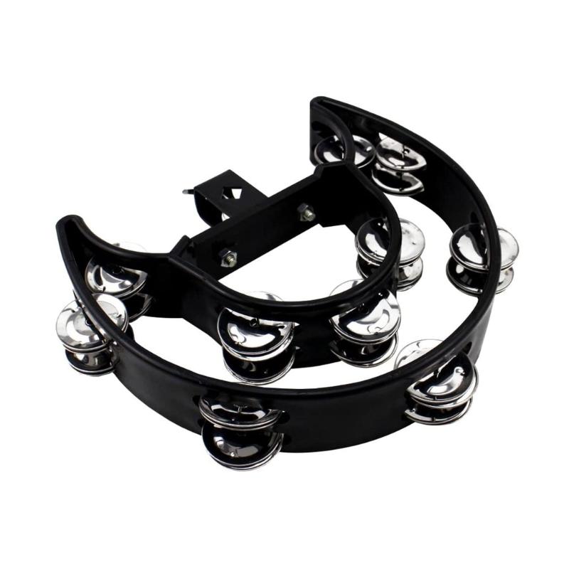 Drum Set Half Moon Tambourine with Mounting Eye Bolt Hi-Hat Tambourine with Double Row Jingle Easy Installation