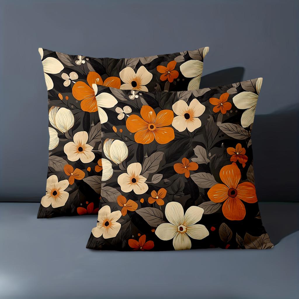 1 Pieces Floral Patterned Throw Pillows Black Background Polyester pillowcase, sofa decorative cushion cov Headboard Pillow