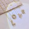 Copper Pendant Necklace With Zirconia Letter Charm Gold Rose White Box Chain Women Men Fashion Jewelry