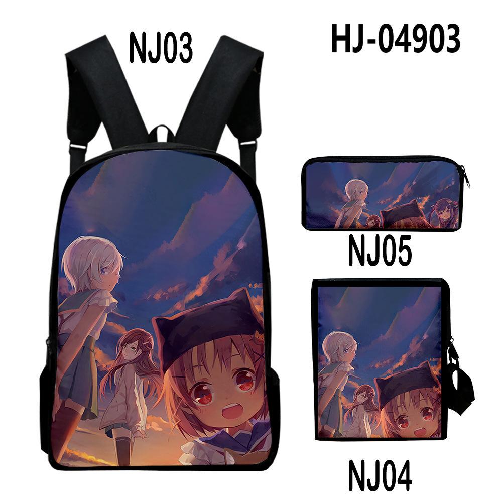 Classic Novelty School-Live 3D Print 3pcs/Set Pupil School Bags Laptop Daypack Backpack Inclined Shoulder Bag Pencil Case