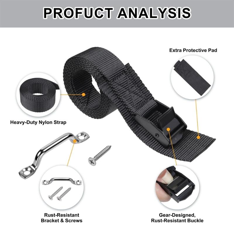 Gear Cams Buckles Straps with Soft Padding Nylon Tie Down Straps for Secure Battery Fastening On Boats Trucks & Trailers