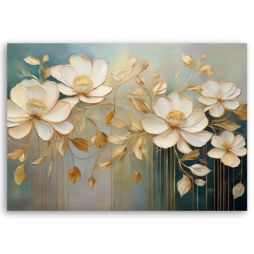 Canvas Print, White Painted Flowers