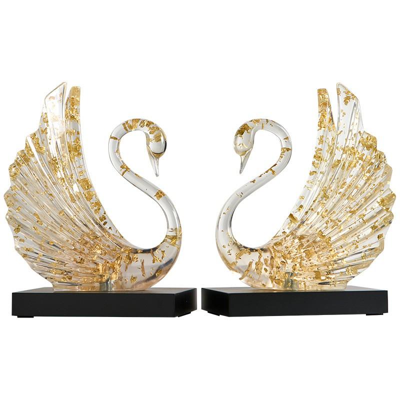 Modern Resin Swan Decorative Figurine Living Room Bedroom TV Cabinet Home Decor Gift Couples Wedding Housewarming