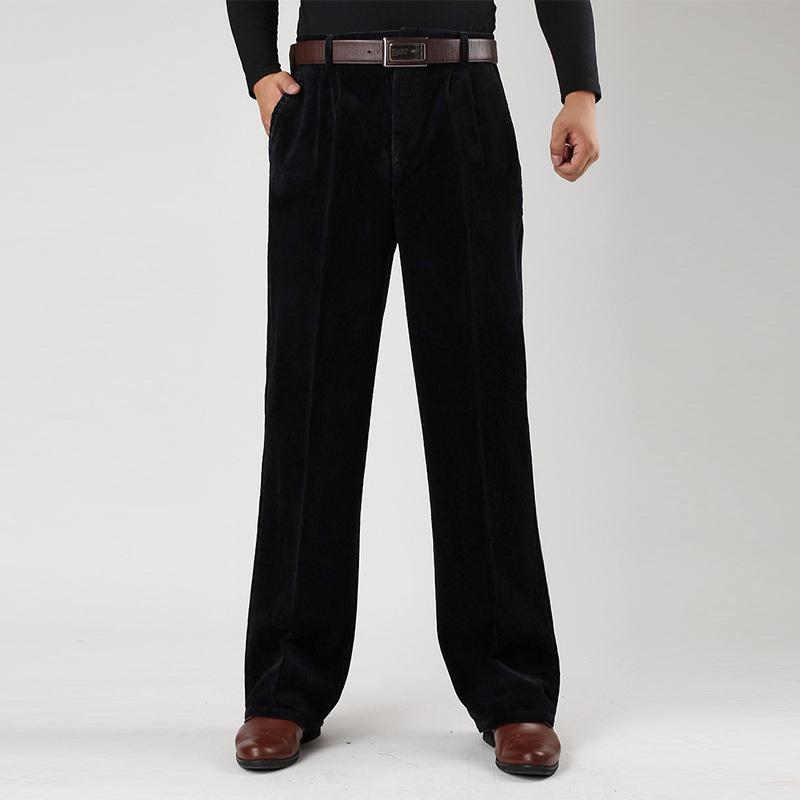 Men's Thick Corduroy Casual Pants Men's Corduroy High Waist Loose Thick Trousers