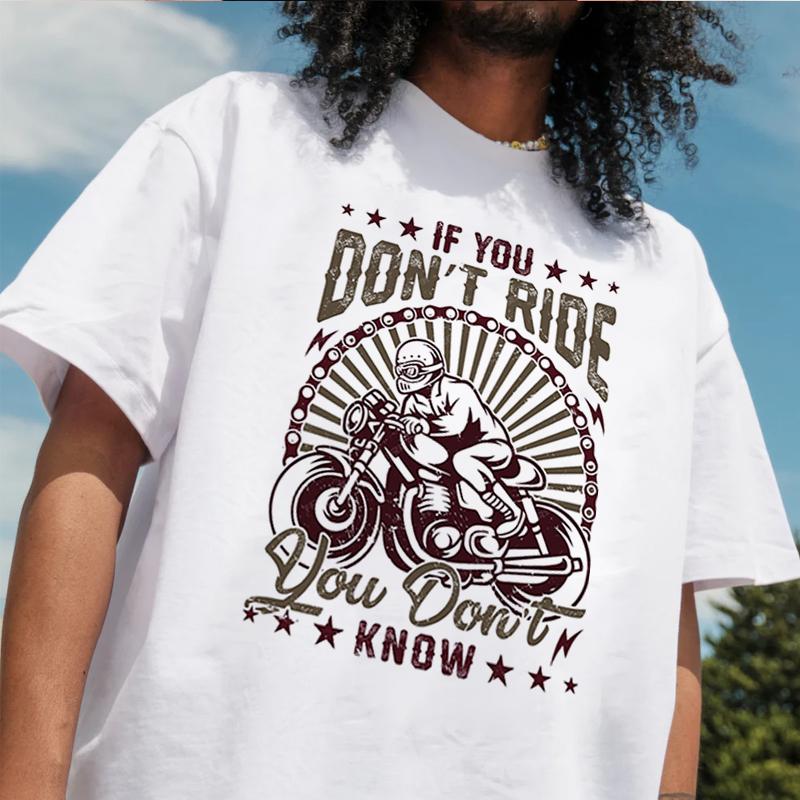 White Vintage Chopper Rider Skull Graphic Tshirt Retro Biker Distressed Chain Frame Print Soft Cotton Unisex Short Sleeve Tee