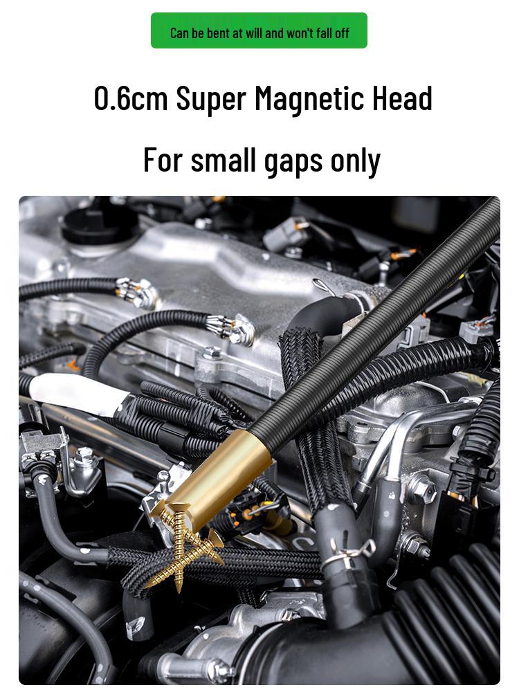 Baolian Magnetic Pickup Tool with Light - Auto Repair & Household Bendable Metal Stick