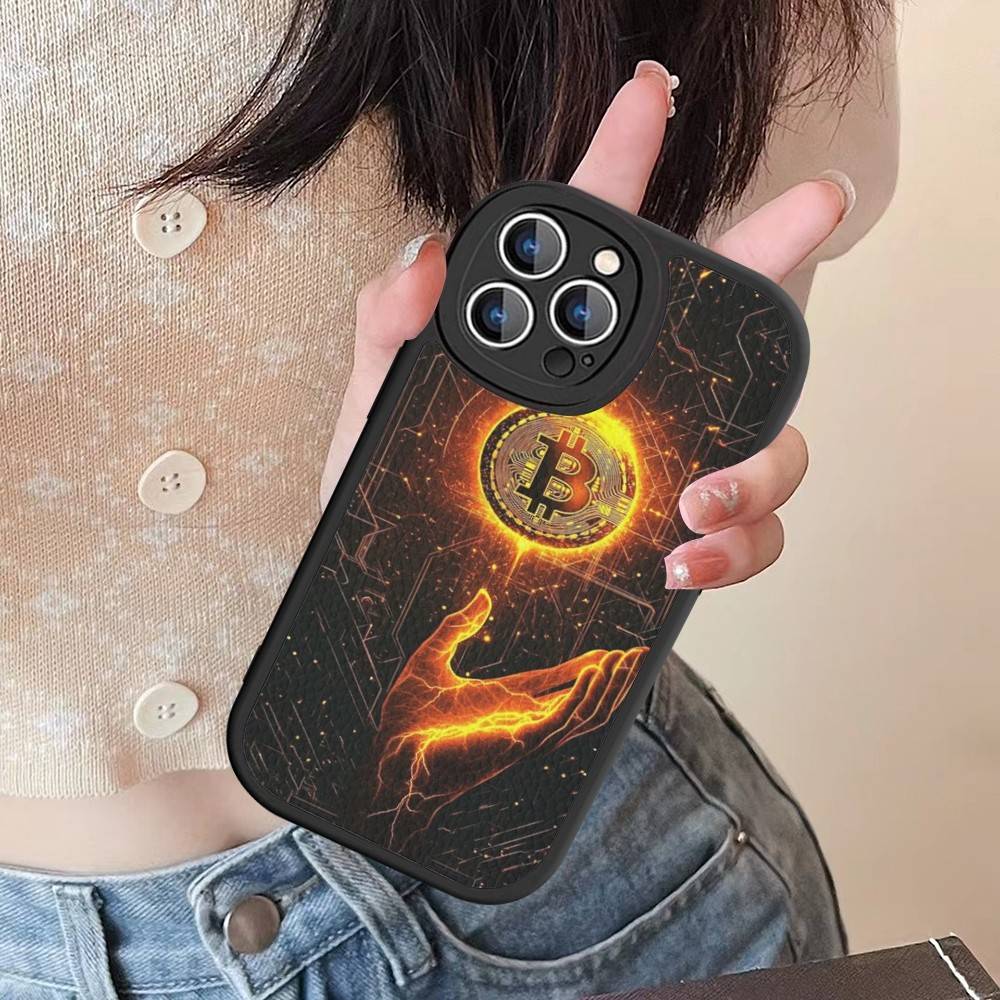 Luxury B-Bitcoin For IPhone 16 15 14 16E 13 12 11 Pro Max Plus Phone Leather Case