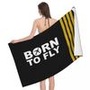 Flugzeugpilot Strandtücher Schwarz und Weiß Cool Schnelltrocknend Mikrofaser Badetuch Weich Leinen Luftfahrt Flieger Pool Reise Dekor