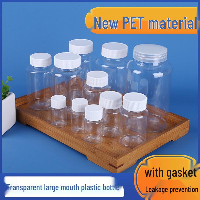 Available in 30ml, 50ml, and 100ml: Food-Grade PET Plastic Bottles, Wide-Mouth, Sealed for Small Medicines.