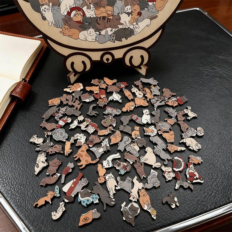 Advent Calendar Cat-Shaped Wooden Jigsaw Puzzle Unique Irregular Puzzle Pieces Game Birthday Xmas Gifts For Cat Lover Home Decor