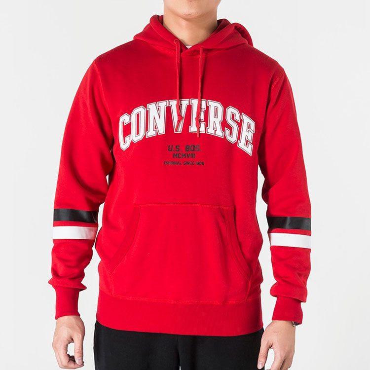 Converse Collegiate Text Sweatshirts Men's Red Hooded Moderate Regular 10017352-A04