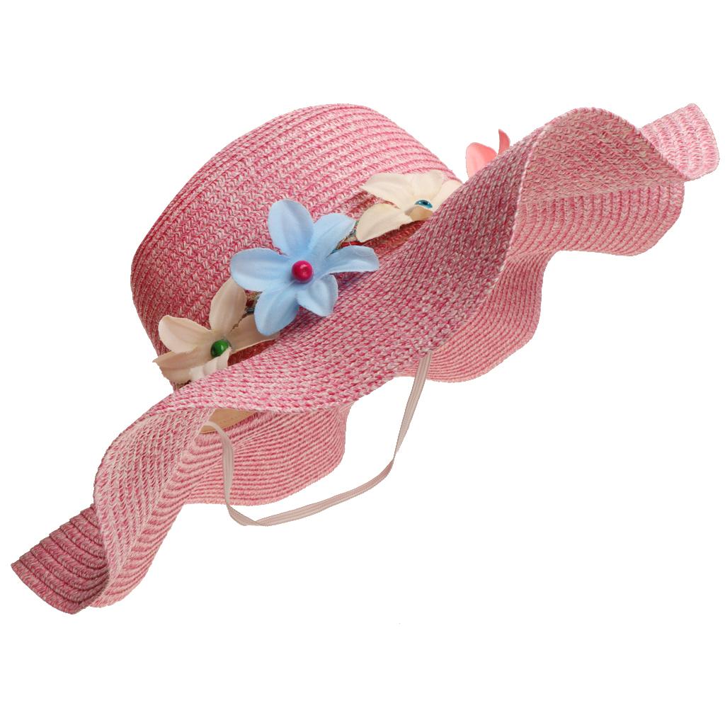 Women Girls Beach Floppy Foldable Sun Hat Wide Brim Straw