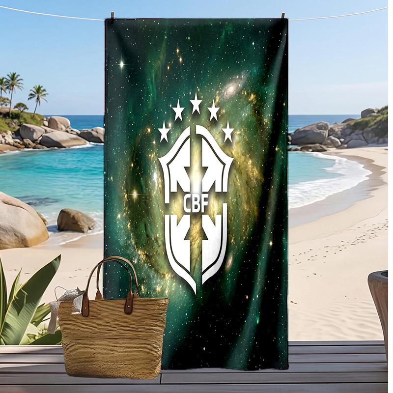 Brasilien Fußball Druck Strandtuch Schnelltrocknend Super Saugfähig Weiches Badetuch zum Schwimmen Strand Reisen Fan Souvenir Geschenk
