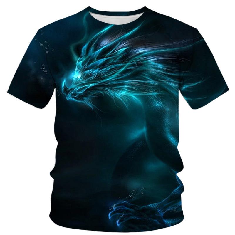 Fashionable Trendy Tough Guy Personality Short Sleeved 3D T-shirt for Men Shirt