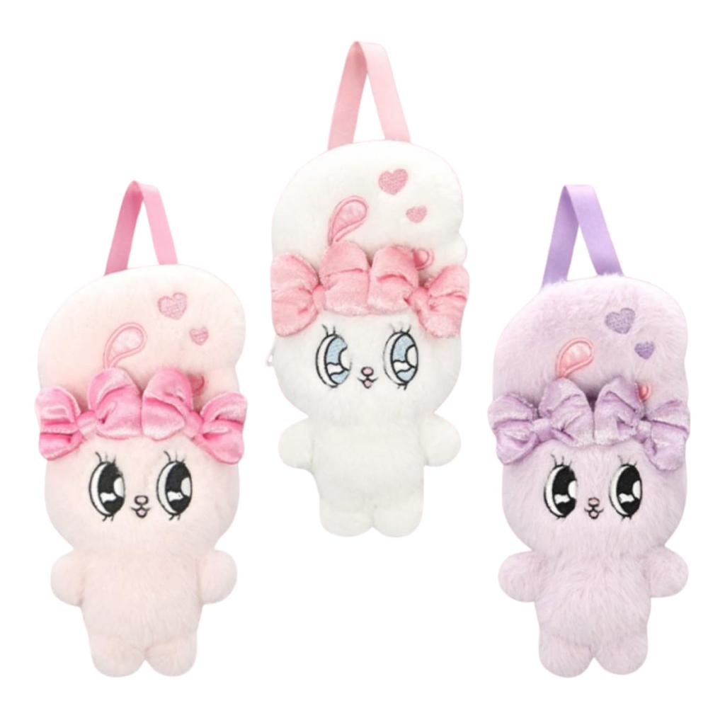 Esther Bunny Pouch Plush Toy, 3 Types, Approx. 20cm (Pink)