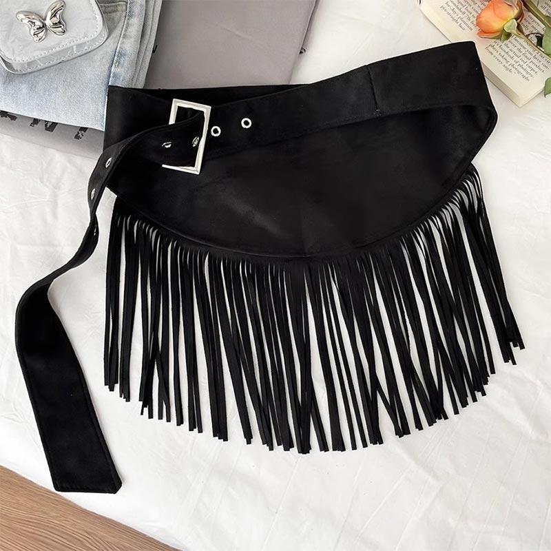 Retro Western British Style Sheepskin Waist Cover With Personalized Trendy Tassel Women's New Versatile Waist Belt To Look Thin