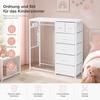 Children's Wardrobe with 6 Drawers, Clothes Rail & Socket - Multifunctional Coat Rack for Children's Room, White