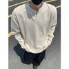 Men's American Trendy V-Neck Jacquard Sweatshirt: Loose Fit, Long-Sleeve, Casual High Street Style T-Shirt for Autumn.
