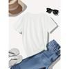 Women's Butterfly Print Round Neck T-Shirt - All-Season Comfort Stretchy Casual Top with Artistic Line Design,