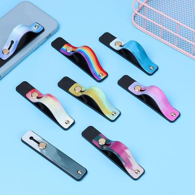 Band Push Pull Silicone Phone Stand Finger Strap Bracket Rainbow Phone Grip Finger Ring Holder
