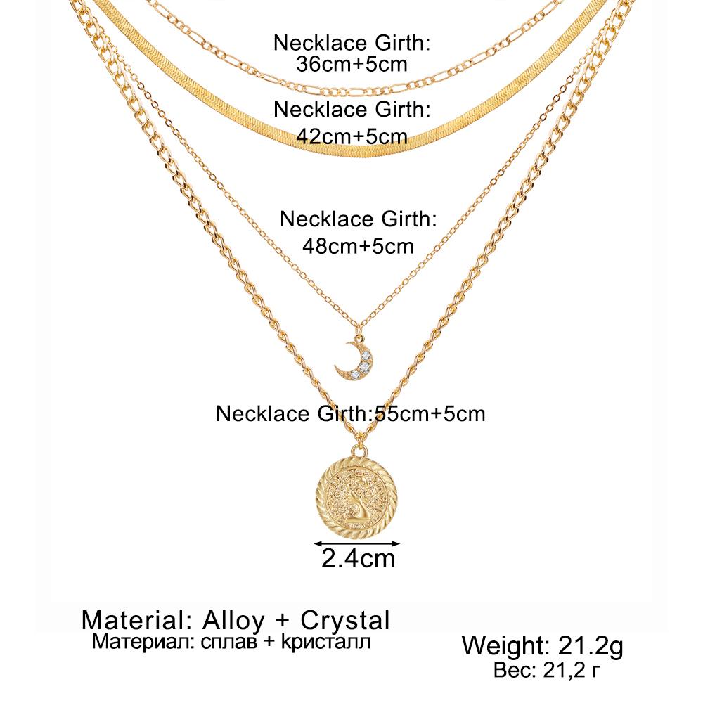 4dílná sada Dámská móda Luxusní dutý náhrdelník Světlý luxusní měsíční přívěsek střapcový náhrdelník Street Punk Style Svetr Řetízek