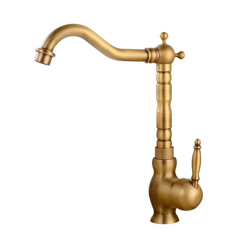 European Style Gold Basin Faucet Chrome Hot and Cold Mixers Antique Wash Basin Faucet Taps 360 Rotating Kitchen Faucet