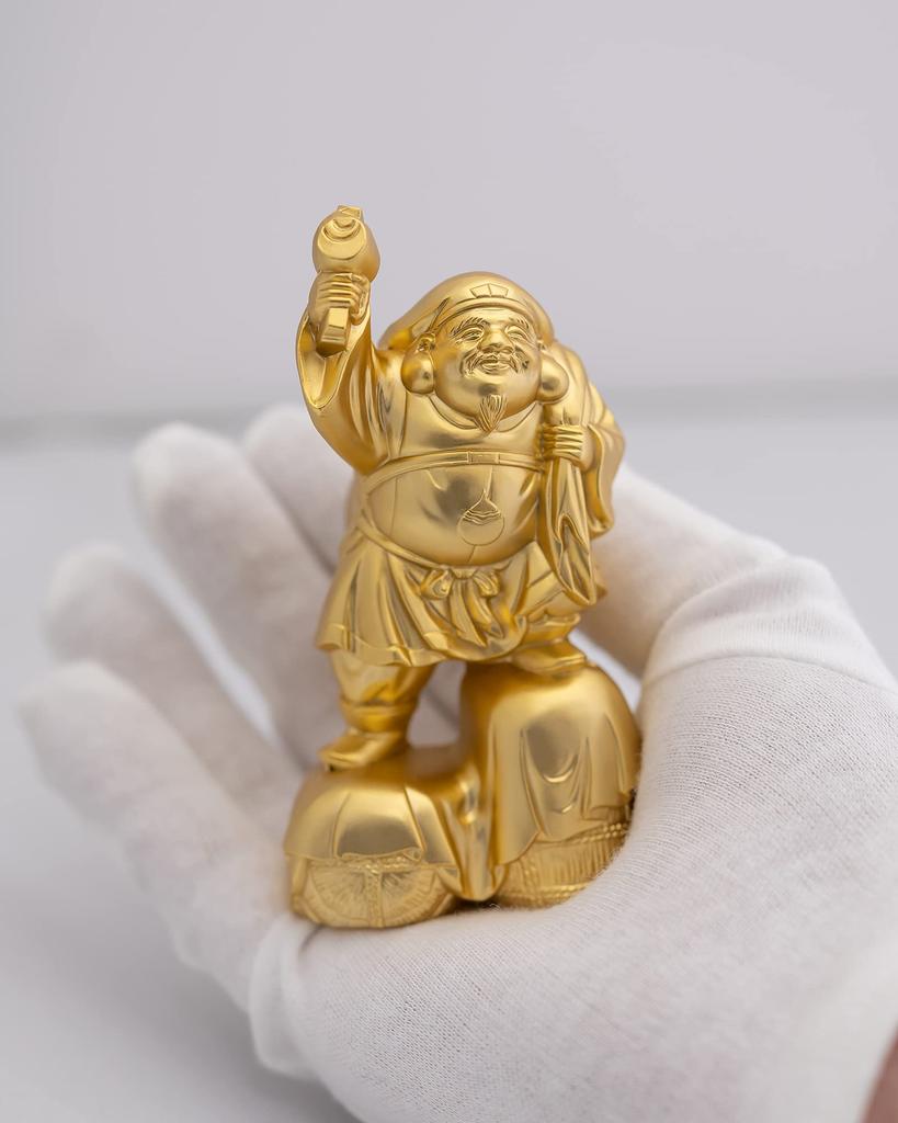 one of the Seven Lucky Gods by Makita a Buddhist Original Buddhist Takaoka bronzeware Daikokuten, (gold-plated/24k gold) Shuun, sculptor. statue,