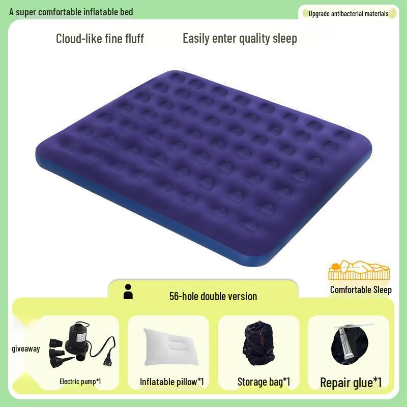 Portable Double Folding Inflatable Air Mattress for Home & Camping