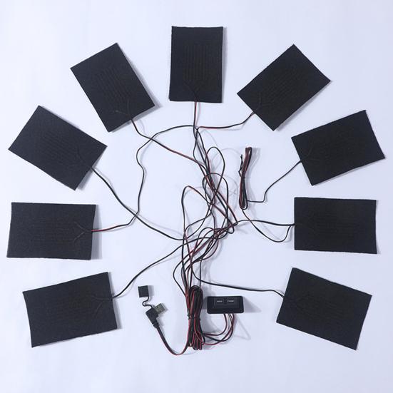 Heizfolie Intelligente Doppelsteuerung Drei-Gang-Schalter Schnellheizend USB-Aufladung Stromsparend Heizkleidung Wasserdicht Kohlefaser 9