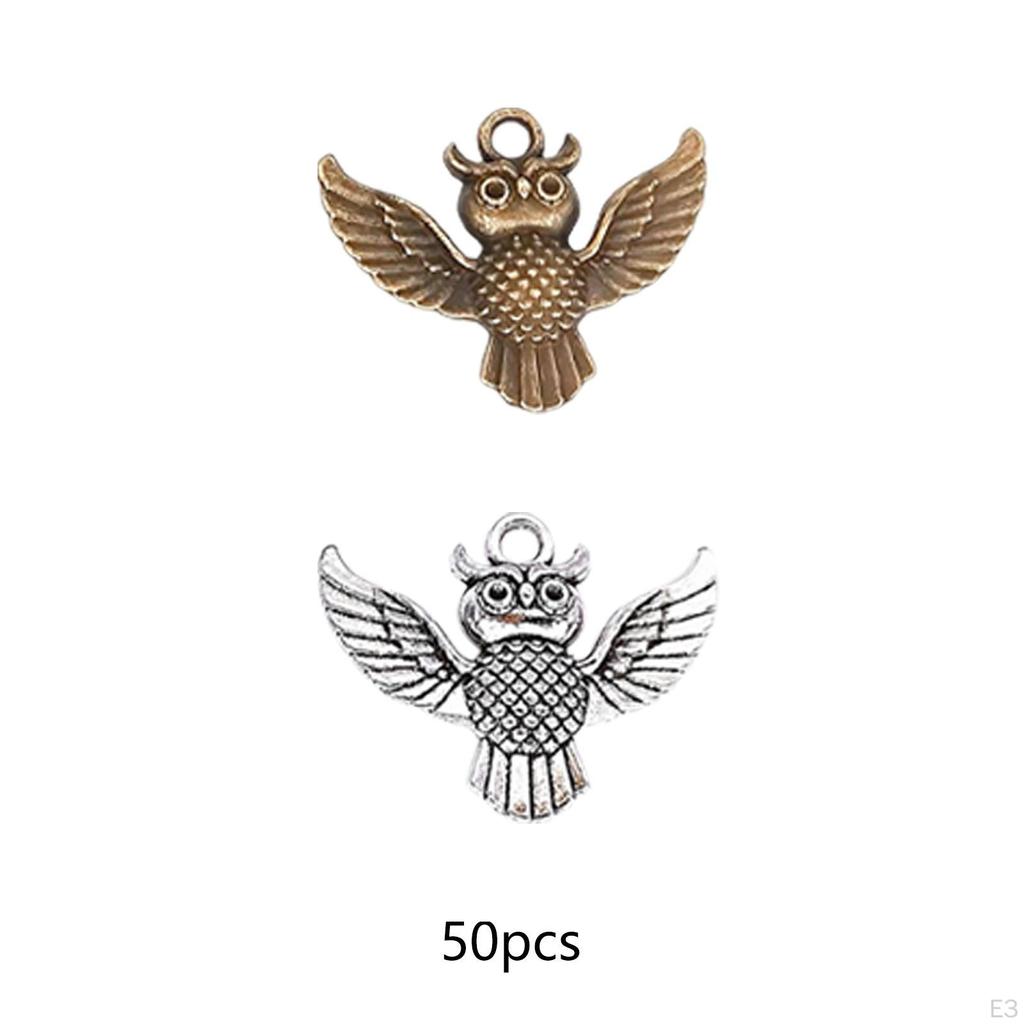50 Pieces Antique Owl Animal Charms Alloy Pendant for DIY Earring Bracelet