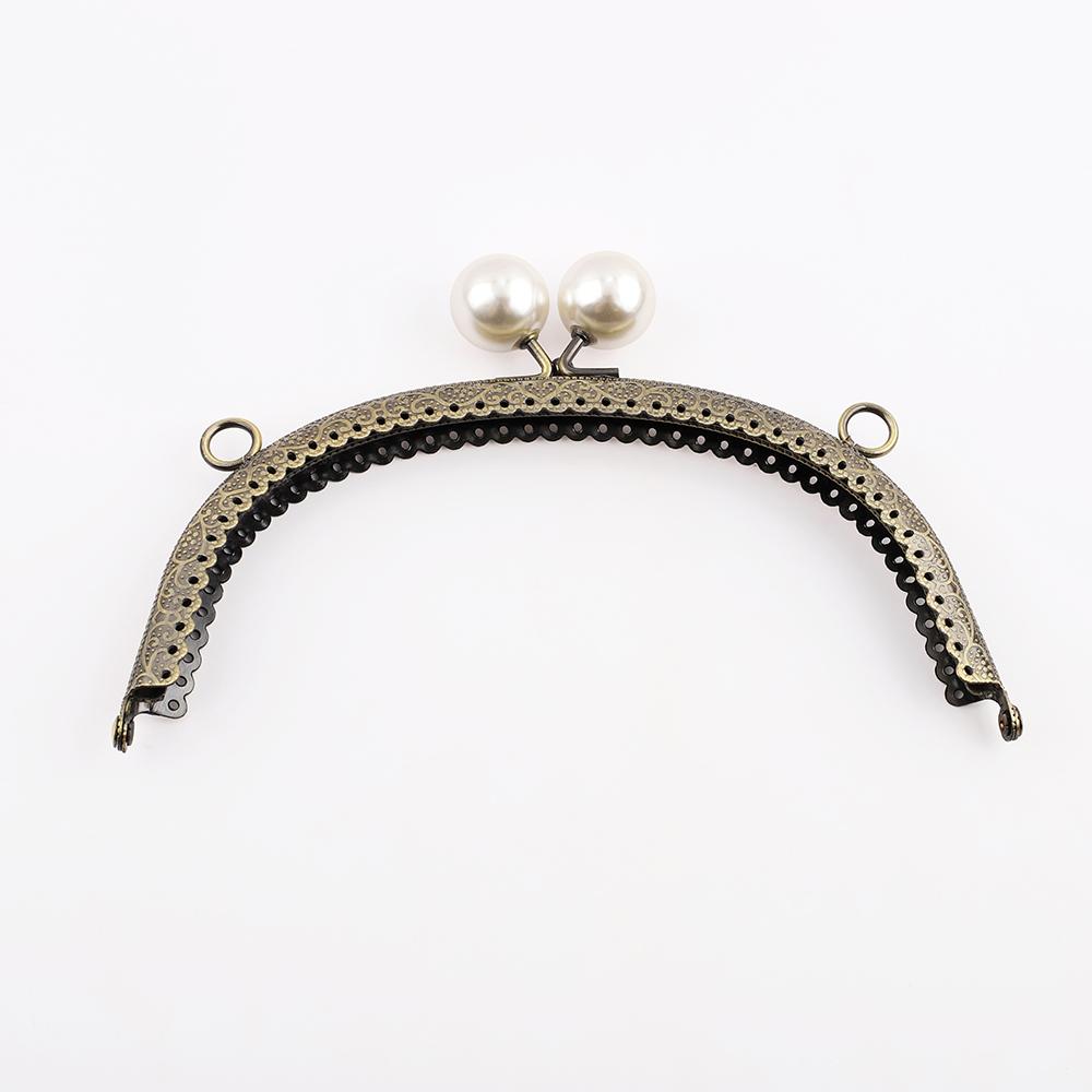 8.5CM~20.5cm Purse Frames Metal Kiss Clasp Handle Bag Bronze Metal Kiss Clasp Lock Frame Pearl Head Knurling Semicircle KZ151324