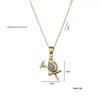 European & American Style Colored Zircon Bird & Butterfly Pendant Clavicle Necklace for Women