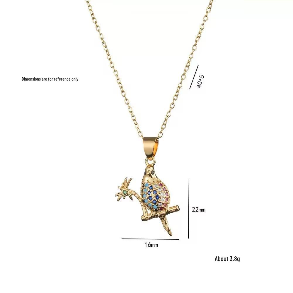 European & American Style Colored Zircon Bird & Butterfly Pendant Clavicle Necklace for Women