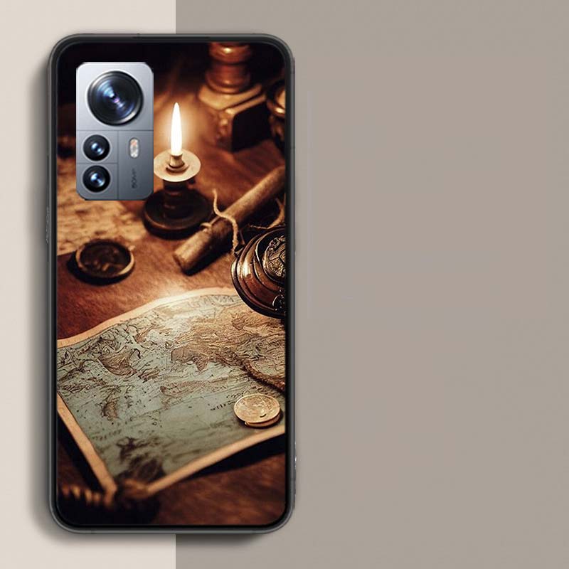 Alte Karten Retro-Kompasse Und Teleskope Handyhülle Für Redmi Note 13 Pro Plus 14 Pro+ 12S 12 11S 11T 11E 11 10S 10 9S 9 Xiao